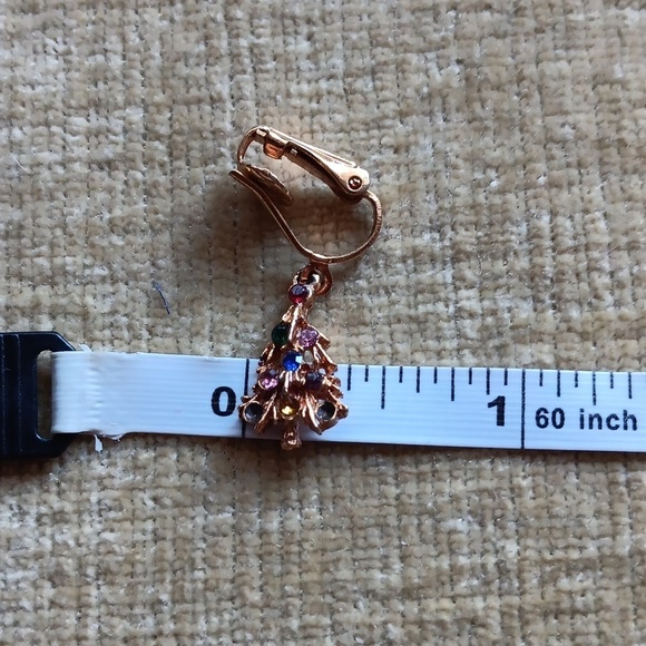 Gold Tone Clip On Christmas Tree Earrings - Picture 4 of 9
